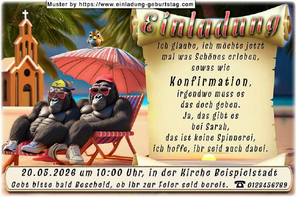 lustige Einladung Konfirmation - die Gorillas