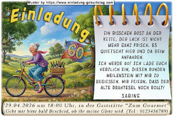 lustige Einladung Geburtstag - der Drahtesel 02