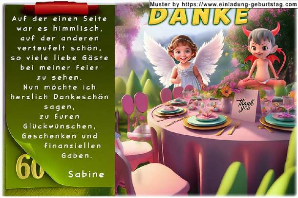 Danksagungskarte Geburtstag - Engel und Teufelchen