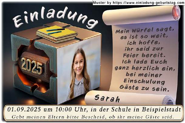 Einladung Einschulung - der Fotowürfel