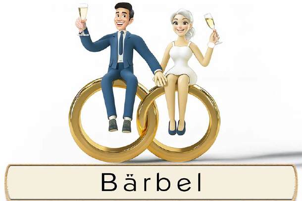 Tischkarte Hochzeit - das Paar auf 2 Ringen