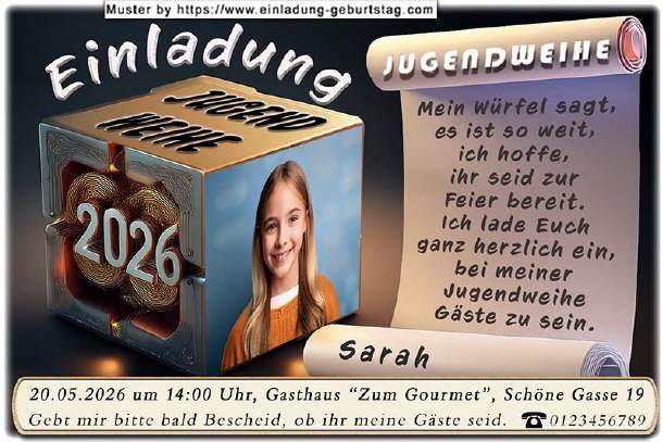 Einladung Jugendweihe - der Fotow&uuml;rfel