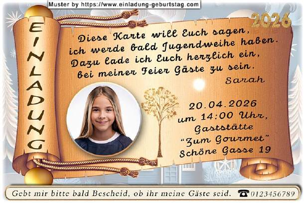 Einladung Jugendweihe, geschwungen