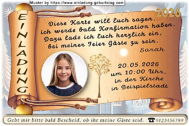 Einladung Konfirmation - geschwungen