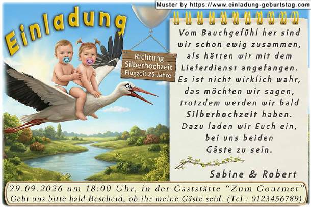 lustige Einladung Silberhochzeit - das Bauchgef&uuml;hl