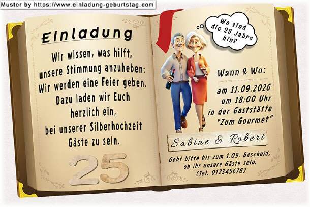 lustige Einladung Silberhochzeit - nachdenklich