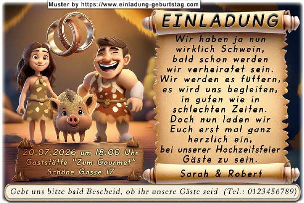 Hochzeitseinladung lustig - Schwein gehabt