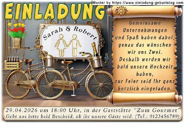 Hochzeitseinladung lustig - das Tandem