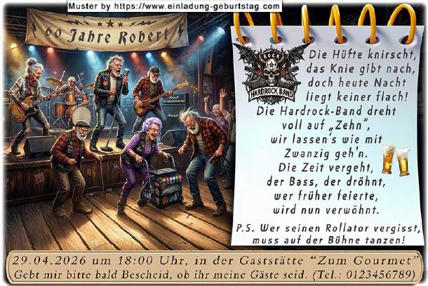 lustige Einladung Geburtstag - Hardrock