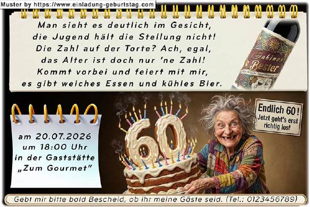 lustige Einladung Geburtstag - Jubil&auml;umstorte