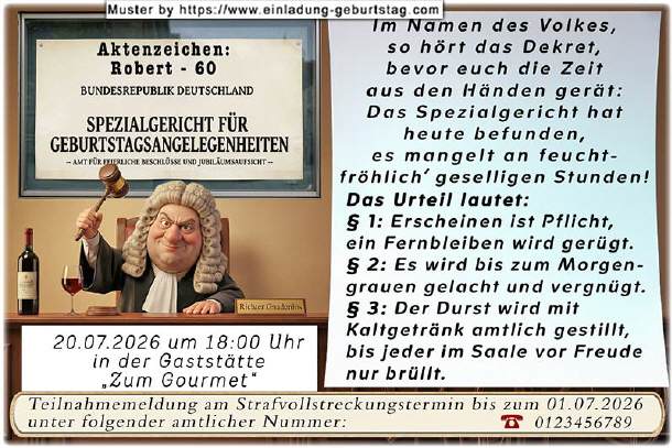 lustige Einladung Geburtstag - das Urteil