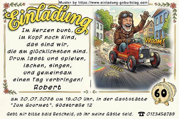 lustige Einladung Geburtstag - jung geblieben