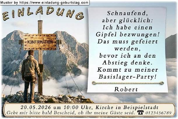 Einladung Konfirmation - das Gipfelkreuz 02
